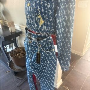 Stylish Blue Patterned Women Jeans